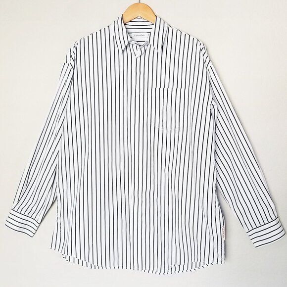 Calvin Klein‎ Men's S Striped Button Down Shirt Long Sleeve Relaxed Oversize Fit - Picture 1 of 16